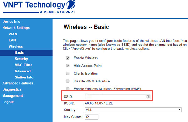Đổi tên Wifi iGate VNPT