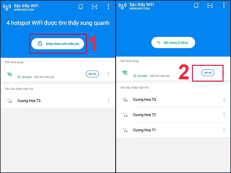 Các bước quét tín hiệu wifi không cần mật khẩu trên Wifi Master
